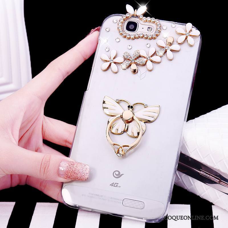 Huawei Ascend G7 Étui Rose Strass Coque De Téléphone Tendance Anneau