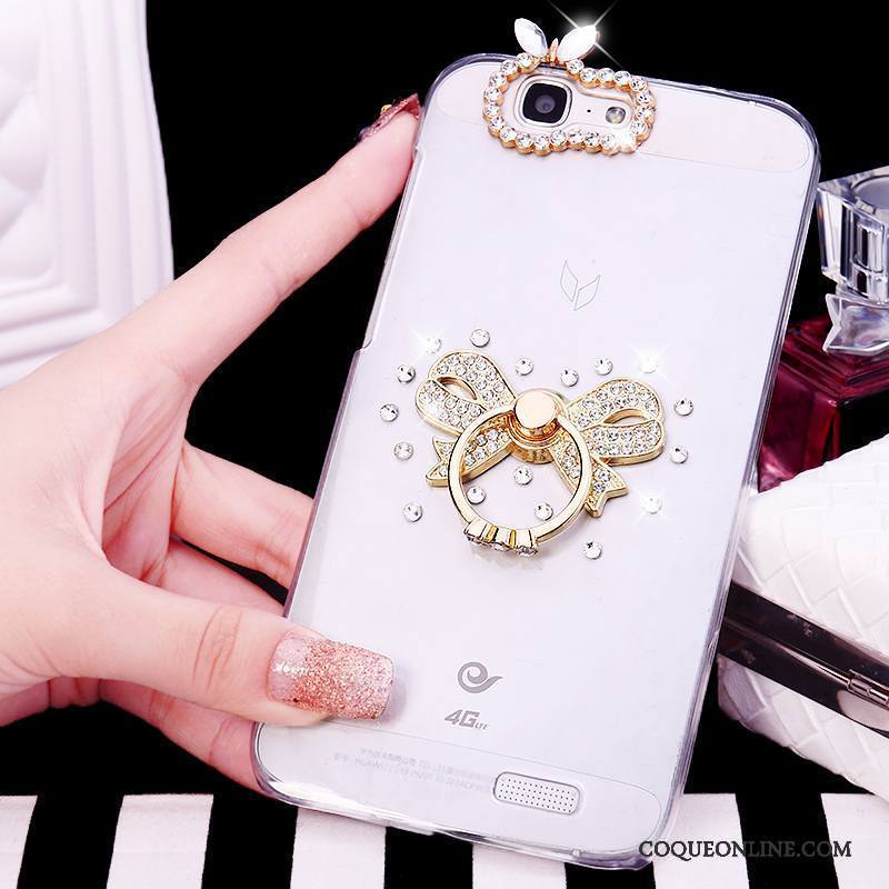 Huawei Ascend G7 Étui Rose Strass Coque De Téléphone Tendance Anneau