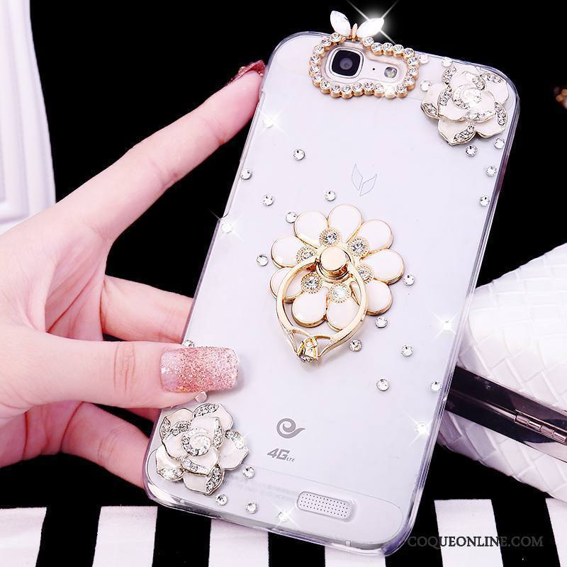 Huawei Ascend G7 Étui Rose Strass Coque De Téléphone Tendance Anneau