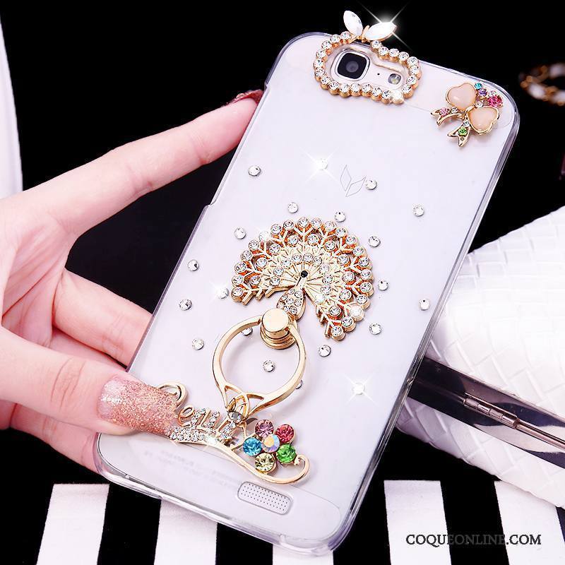 Huawei Ascend G7 Étui Rose Strass Coque De Téléphone Tendance Anneau