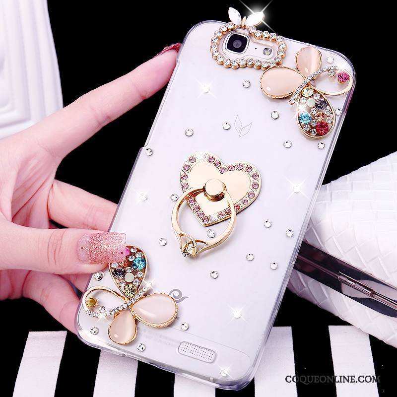 Huawei Ascend G7 Étui Rose Strass Coque De Téléphone Tendance Anneau