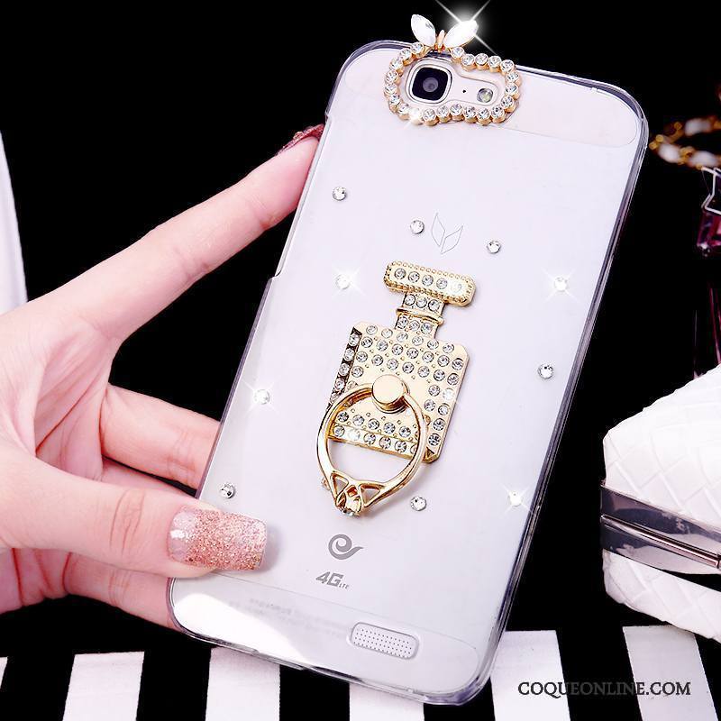 Huawei Ascend G7 Étui Rose Strass Coque De Téléphone Tendance Anneau