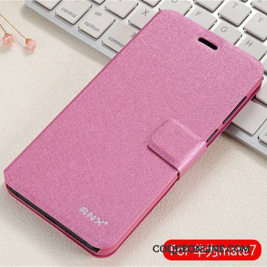 Huawei Ascend Mate 7 Clamshell Étui En Cuir Téléphone Portable Coque De Téléphone Protection Incassable Rose