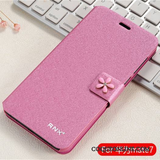 Huawei Ascend Mate 7 Clamshell Étui En Cuir Téléphone Portable Coque De Téléphone Protection Incassable Rose