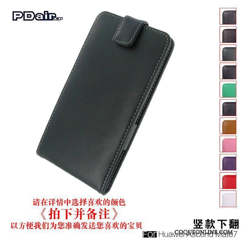 Huawei Ascend Mate 7 Coque Cuir Véritable Étui En Cuir Protection Simple Noir Téléphone Portable Sac