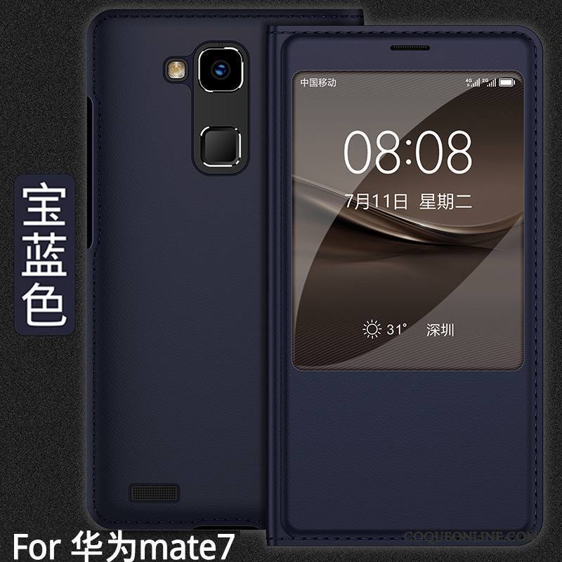 Huawei Ascend Mate 7 Coque De Téléphone Or Housse Protection Étui Étui En Cuir Incassable