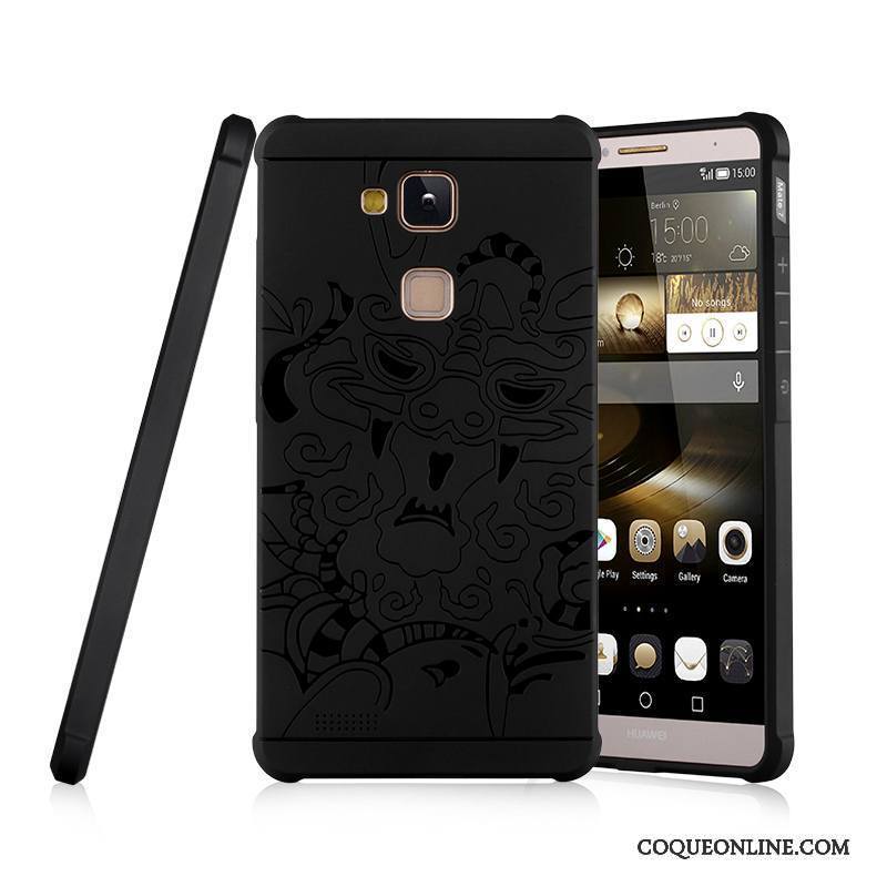 Huawei Ascend Mate 7 Coque Fluide Doux Protection Noir Silicone Étui Tendance Tout Compris