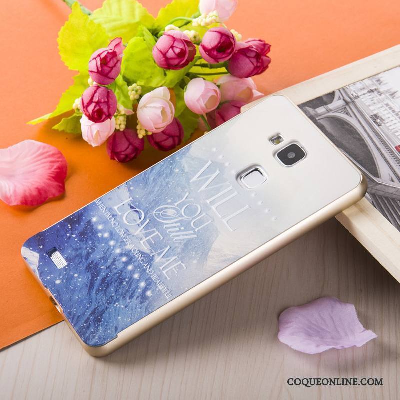Huawei Ascend Mate 7 Coque Gaufrage Or Border Téléphone Portable Peinture Métal Rose