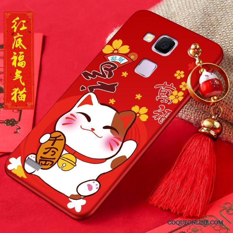 Huawei Ascend Mate 7 Coque Nouveau Silicone Étui Protection Rouge Richesse Chat