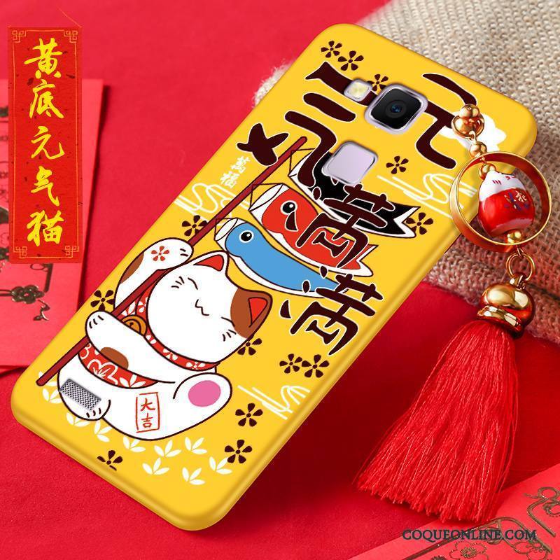 Huawei Ascend Mate 7 Coque Nouveau Silicone Étui Protection Rouge Richesse Chat