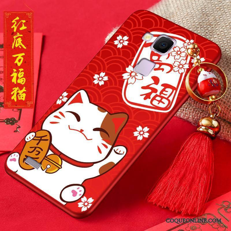 Huawei Ascend Mate 7 Coque Nouveau Silicone Étui Protection Rouge Richesse Chat