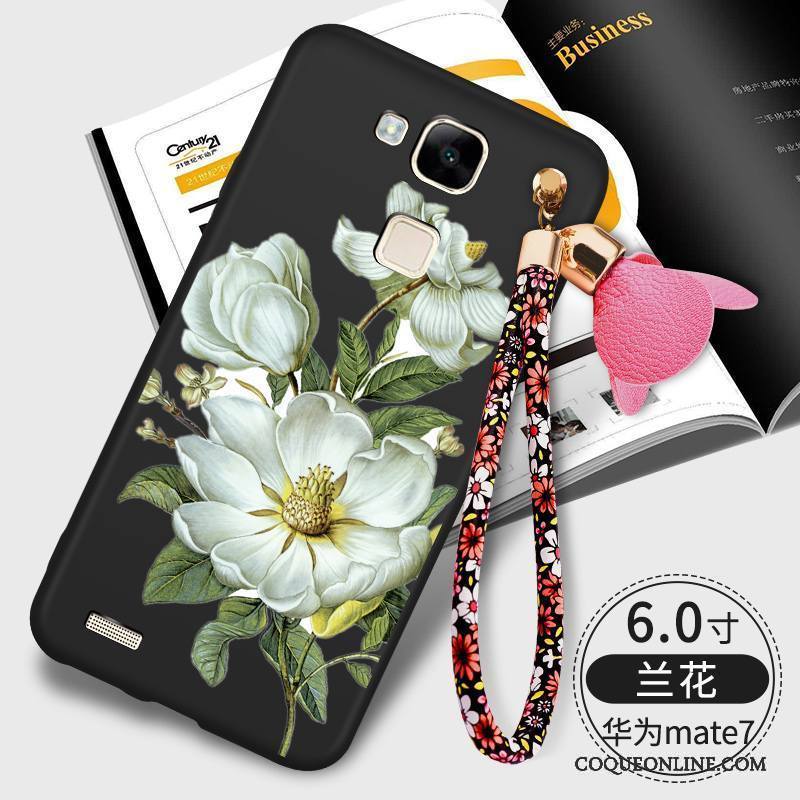 Huawei Ascend Mate 7 Coque Étui Fluide Doux Tout Compris Noir Créatif Silicone Délavé En Daim