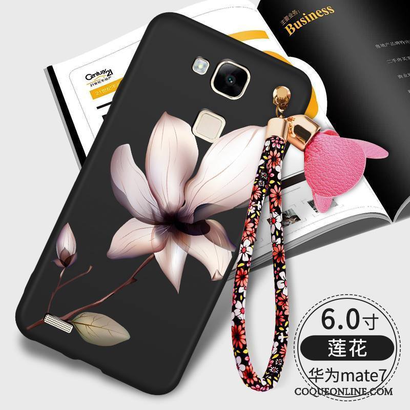 Huawei Ascend Mate 7 Coque Étui Fluide Doux Tout Compris Noir Créatif Silicone Délavé En Daim