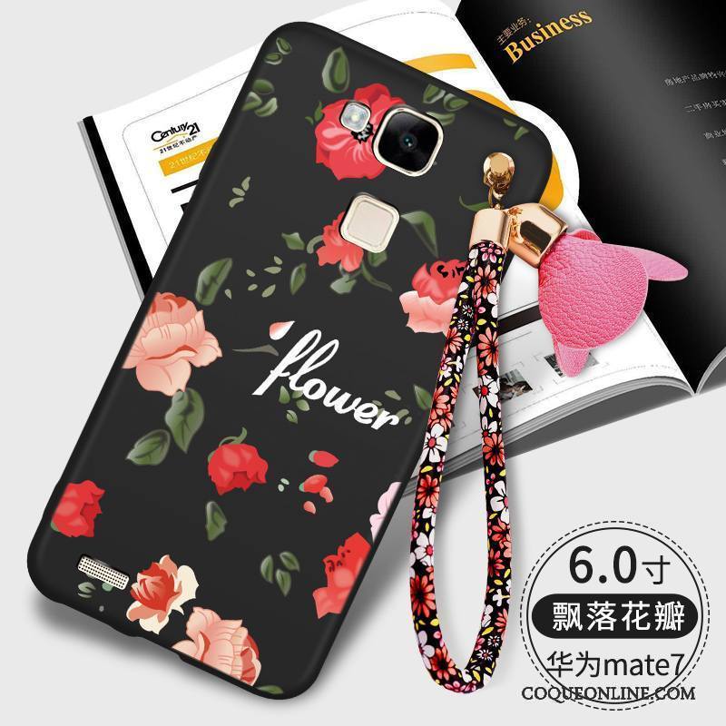 Huawei Ascend Mate 7 Coque Étui Fluide Doux Tout Compris Noir Créatif Silicone Délavé En Daim