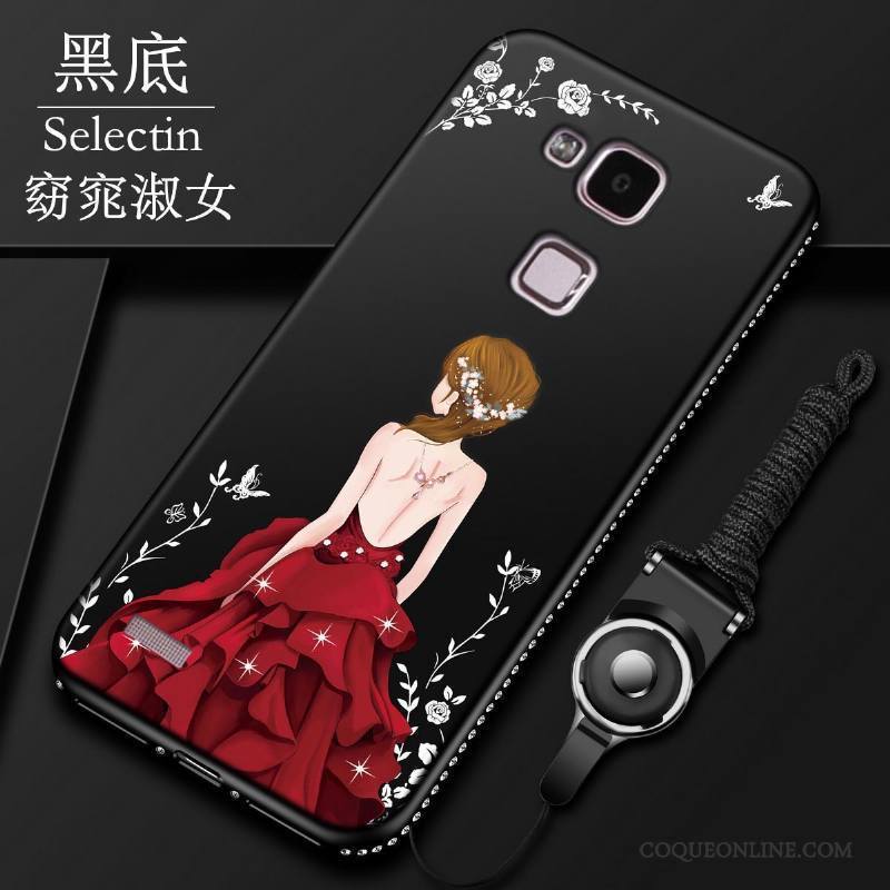 Huawei Ascend Mate 7 Délavé En Daim Noir Coque De Téléphone Incassable Fluide Doux Protection