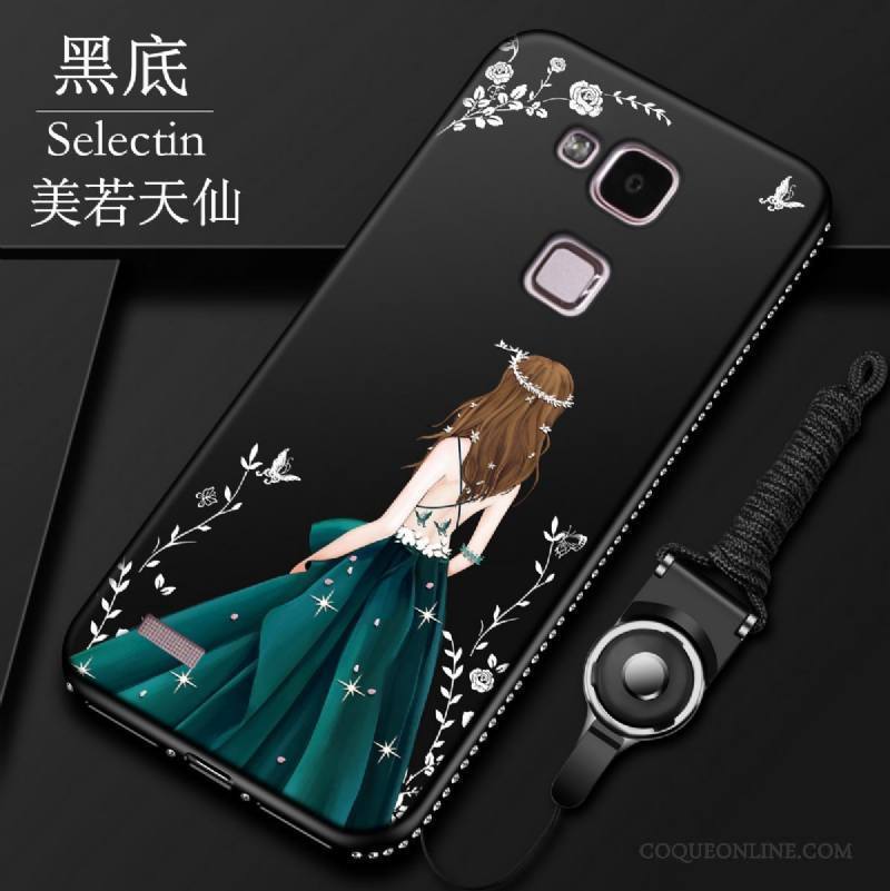 Huawei Ascend Mate 7 Délavé En Daim Noir Coque De Téléphone Incassable Fluide Doux Protection