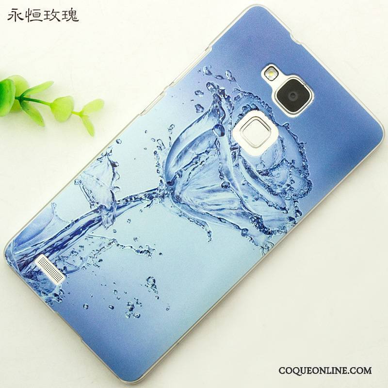 Huawei Ascend Mate 7 Incassable Gaufrage Étui Bleu Tendance Coque De Téléphone Frais