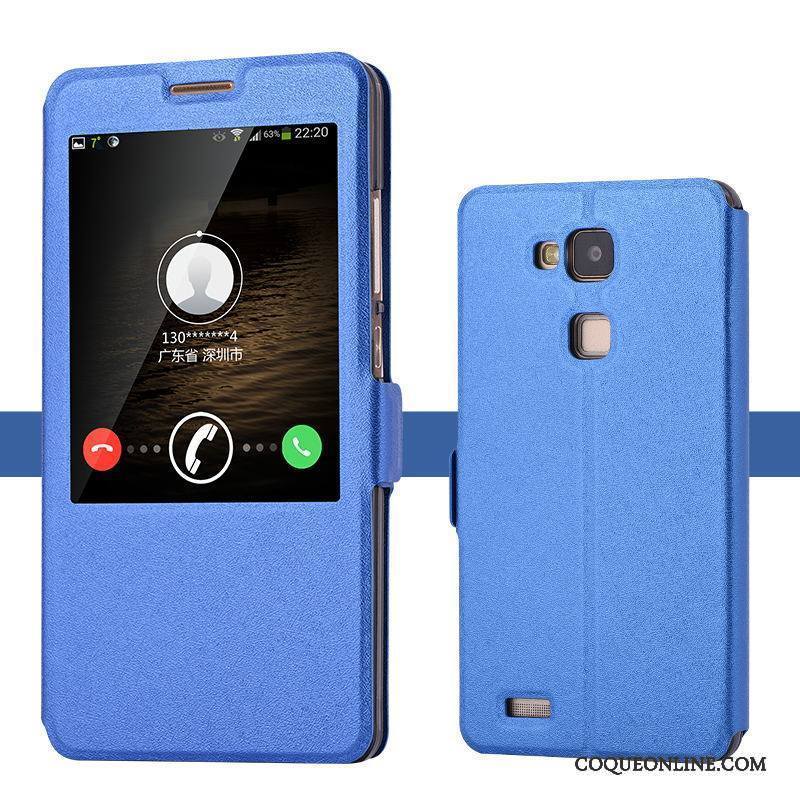 Huawei Ascend Mate 7 Protection Coque De Téléphone Bleu Clair Tendance Clamshell Étui Téléphone Portable