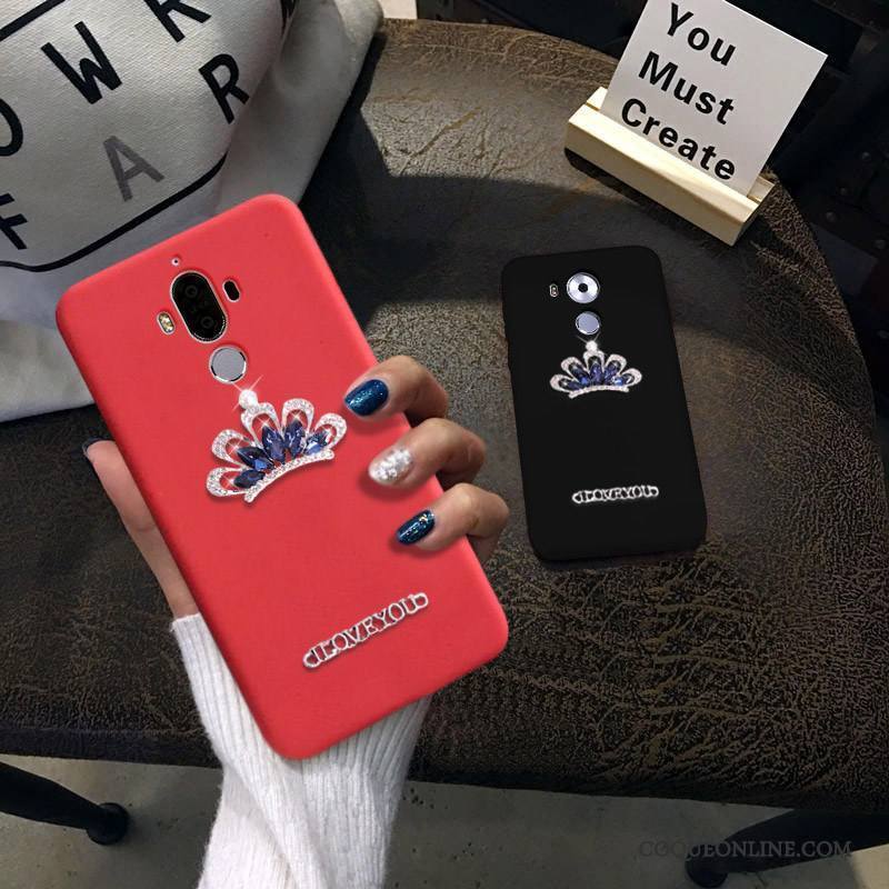 Huawei Ascend Mate 7 Silicone Cœur Rouge Coque De Téléphone Étui Fluide Doux Strass