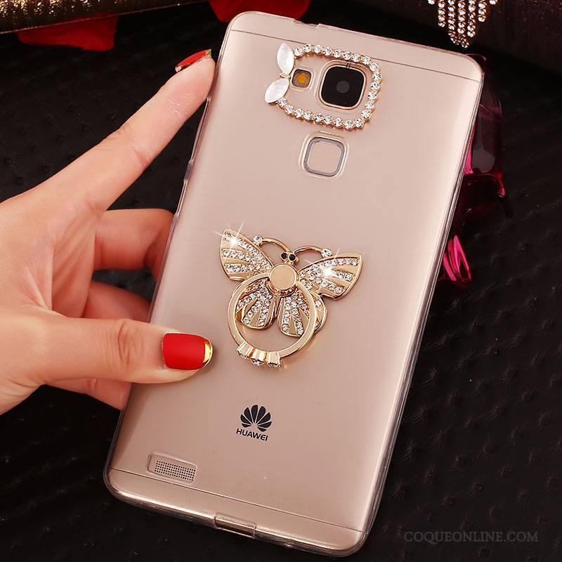 Huawei Ascend Mate 7 Transparent Strass Téléphone Portable Coque Protection Étui Fluide Doux