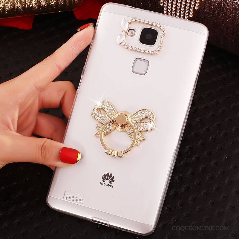 Huawei Ascend Mate 7 Transparent Strass Téléphone Portable Coque Protection Étui Fluide Doux