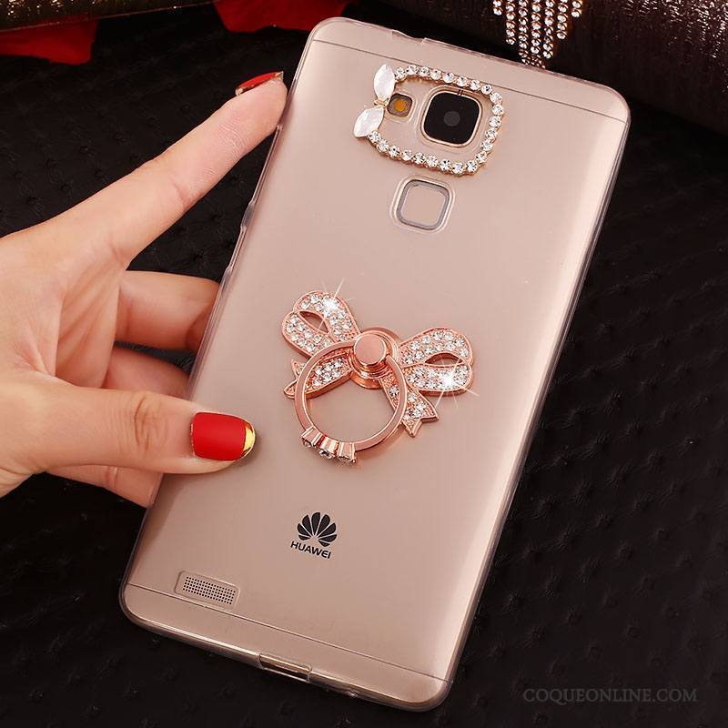 Huawei Ascend Mate 7 Transparent Strass Téléphone Portable Coque Protection Étui Fluide Doux