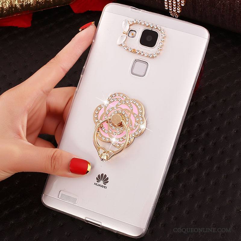 Huawei Ascend Mate 7 Transparent Strass Téléphone Portable Coque Protection Étui Fluide Doux