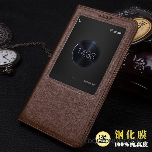 Huawei Ascend Mate 7 Étui En Cuir Très Mince Coque De Téléphone Téléphone Portable Clamshell Protection Cuir Véritable