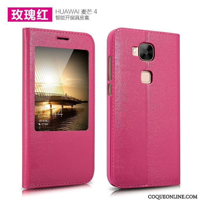 Huawei G7 Plus Clamshell Étui Cuir Véritable Téléphone Portable Coque De Téléphone Protection Étui En Cuir
