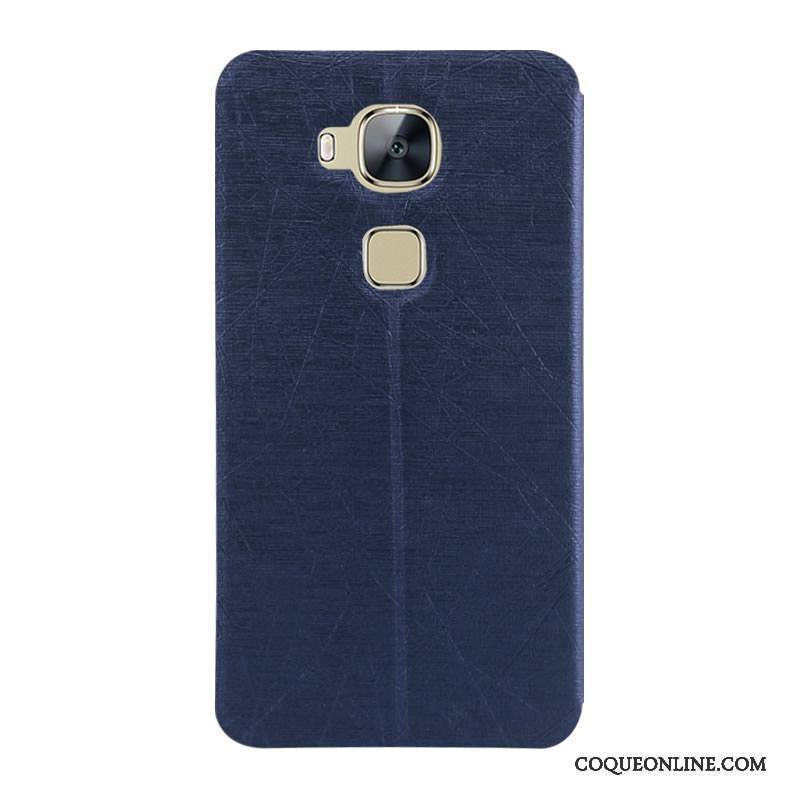 Huawei G7 Plus Coque Bleu Marin Étui Couleur Incassable Étui En Cuir Housse Téléphone Portable