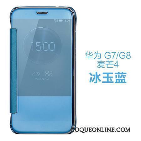 Huawei G7 Plus Coque De Téléphone Housse Dragon Miroir Protection Violet Étui En Cuir