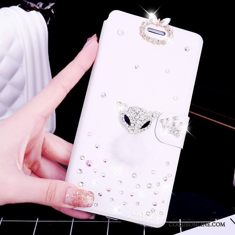 Huawei G7 Plus Coque De Téléphone Rose Incassable Étui Strass Étui En Cuir Clamshell