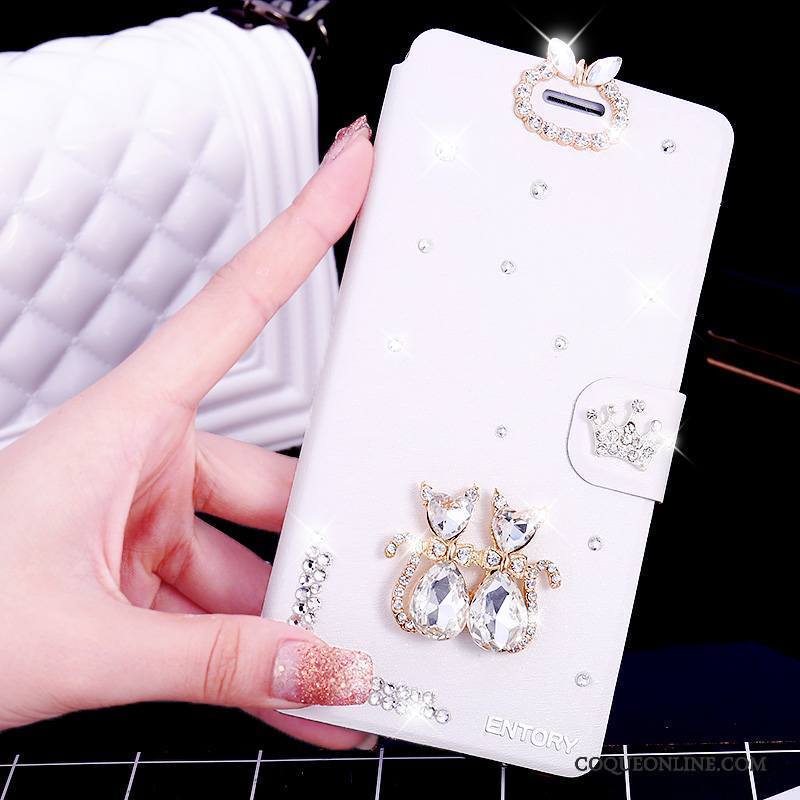 Huawei G7 Plus Coque De Téléphone Rose Incassable Étui Strass Étui En Cuir Clamshell