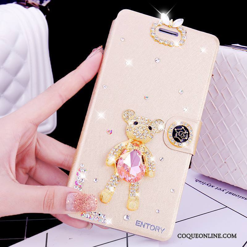 Huawei G7 Plus Coque De Téléphone Rose Incassable Étui Strass Étui En Cuir Clamshell