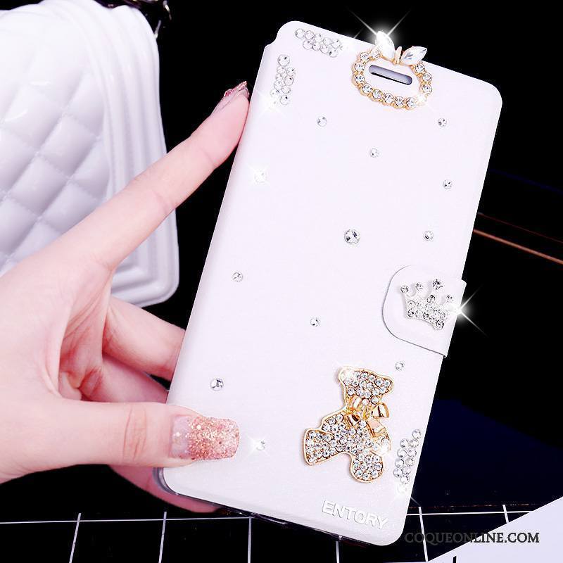 Huawei G7 Plus Coque De Téléphone Rose Incassable Étui Strass Étui En Cuir Clamshell