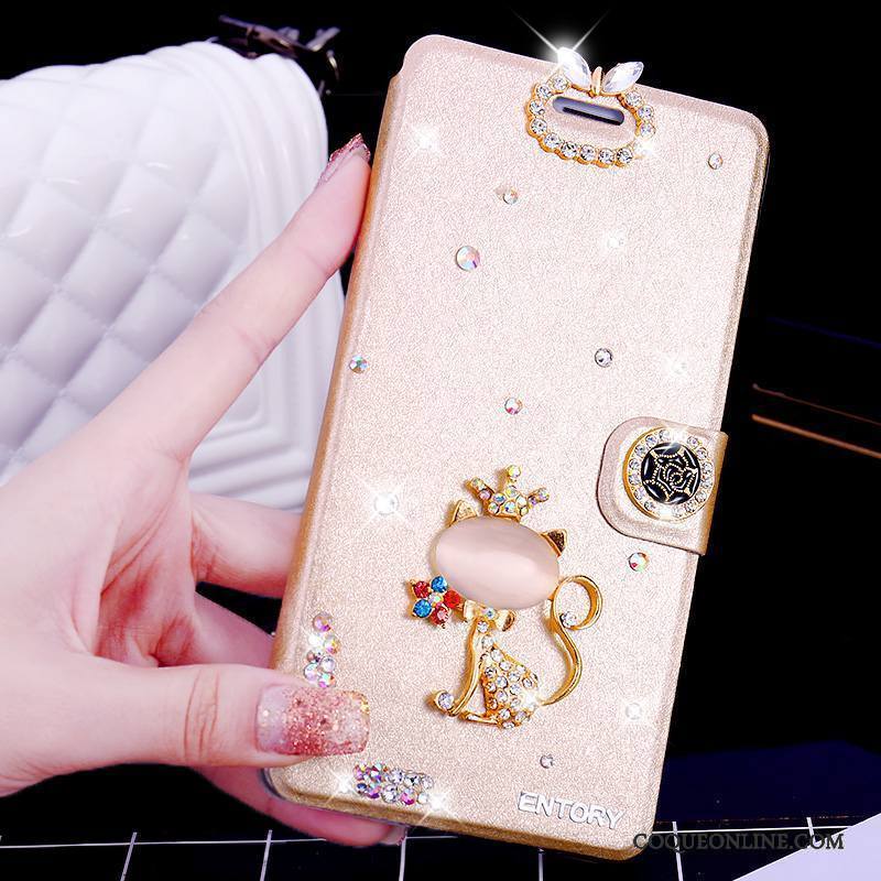 Huawei G7 Plus Coque De Téléphone Rose Incassable Étui Strass Étui En Cuir Clamshell