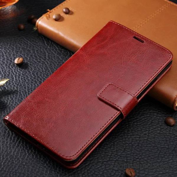 Huawei G7 Plus Coque De Téléphone Rouge Tendance Étui En Cuir Pu Fluide Doux