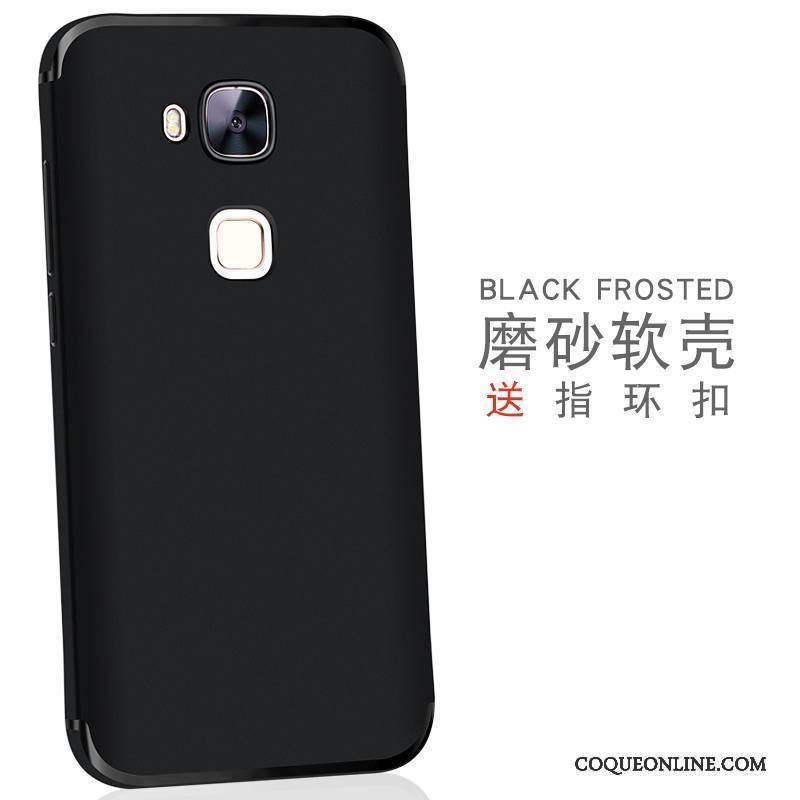 Huawei G7 Plus Coque De Téléphone Étui Délavé En Daim Protection Couvercle Arrière Noir Silicone