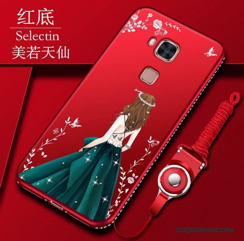 Huawei G7 Plus Coque De Téléphone Étui Délavé En Daim Rouge Silicone Protection Fluide Doux