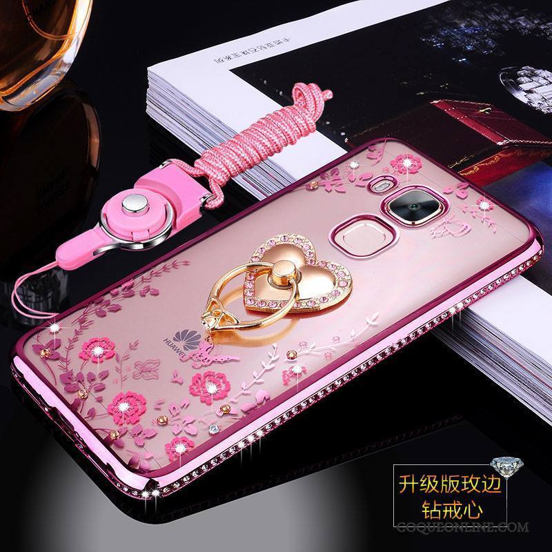 Huawei G7 Plus Coque De Téléphone Étui Tout Compris Protection Ornements Suspendus Fluide Doux Rose