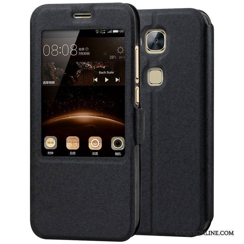 Huawei G7 Plus Coque Housse Étui Téléphone Portable Protection Étui En Cuir Noir Silicone