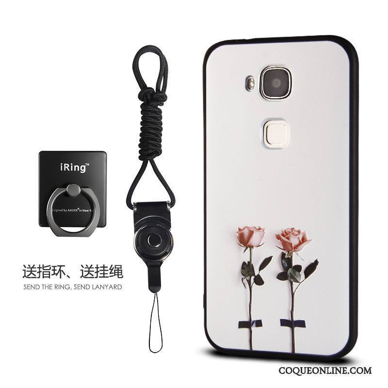 Huawei G7 Plus Coque Tout Compris Protection Étui Gris Créatif Silicone Floral