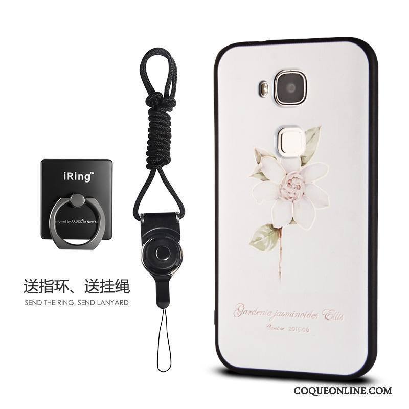 Huawei G7 Plus Coque Tout Compris Protection Étui Gris Créatif Silicone Floral