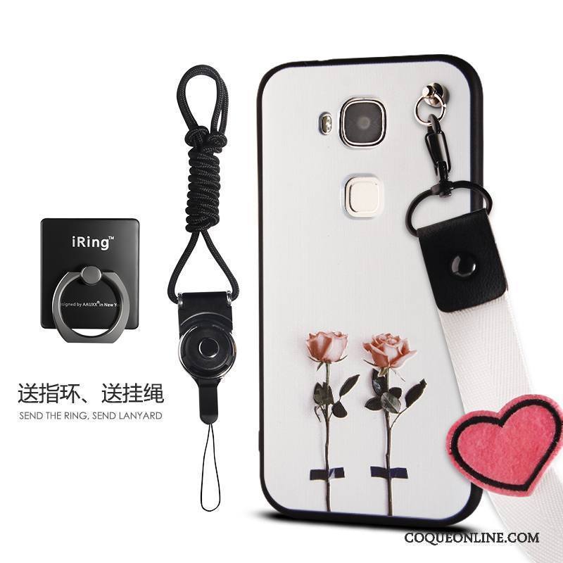 Huawei G7 Plus Coque Tout Compris Protection Étui Gris Créatif Silicone Floral