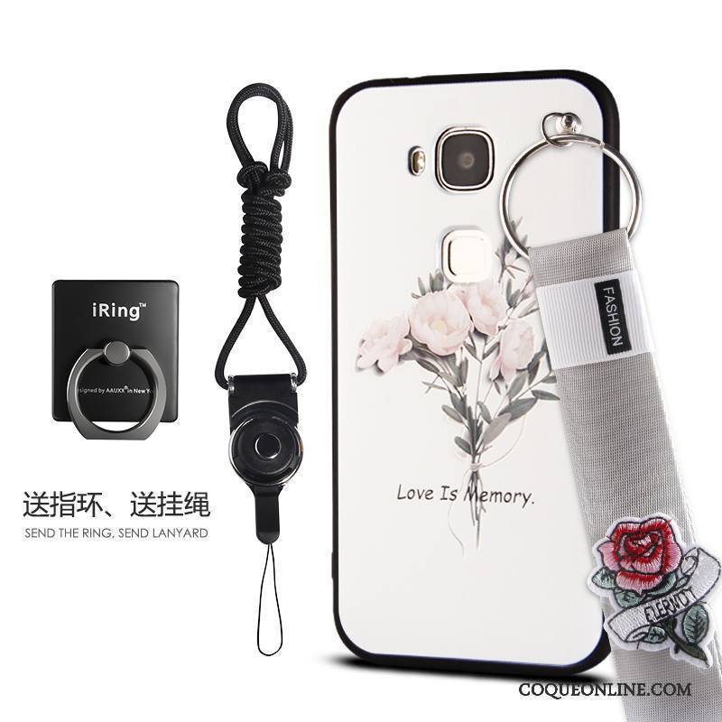 Huawei G7 Plus Coque Tout Compris Protection Étui Gris Créatif Silicone Floral