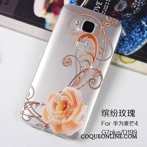 Huawei G7 Plus Coque Étui Protection Gaufrage Transparent Silicone Tout Compris Rose