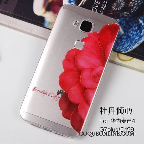 Huawei G7 Plus Coque Étui Protection Gaufrage Transparent Silicone Tout Compris Rose