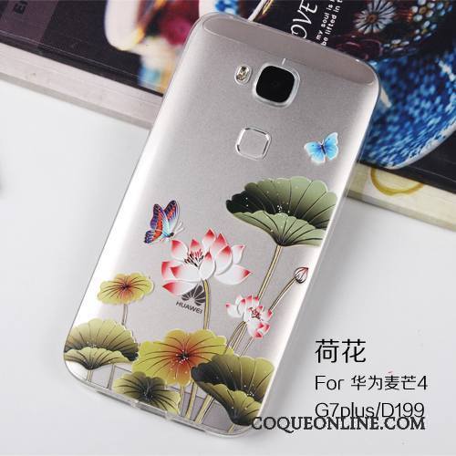 Huawei G7 Plus Coque Étui Protection Gaufrage Transparent Silicone Tout Compris Rose