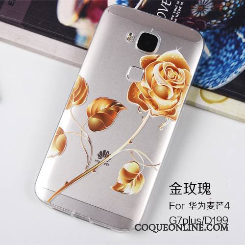 Huawei G7 Plus Coque Étui Protection Gaufrage Transparent Silicone Tout Compris Rose