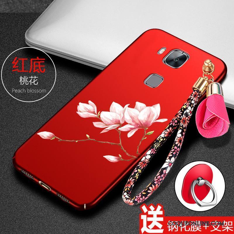 Huawei G7 Plus Délavé En Daim Incassable Rouge Silicone Tout Compris Étui Coque De Téléphone